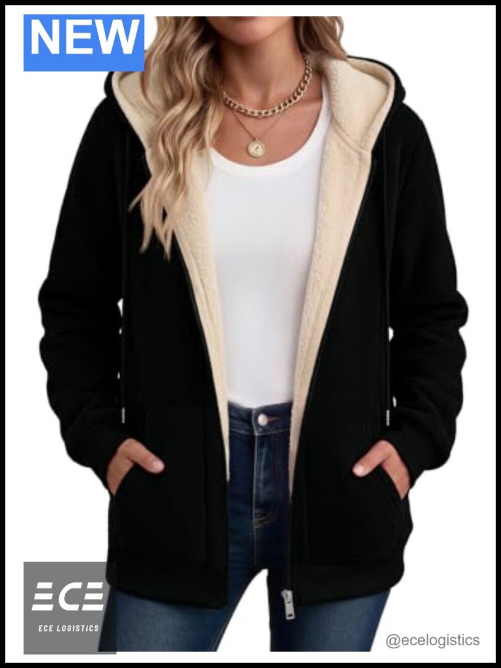 Womens Sherpa Fleece Jacket Zip Up Thick Warm Hoodie Fall Winter Coat